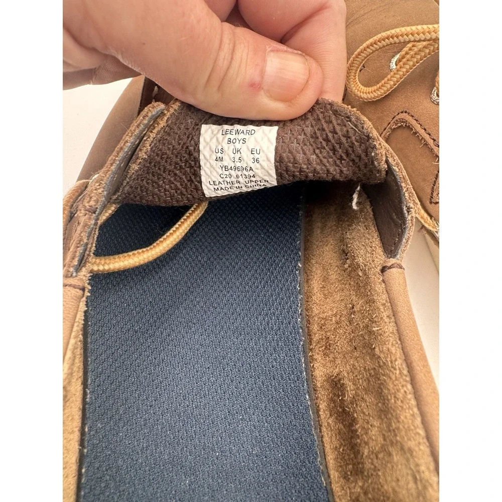 Sperry LANYARD BOYS Kids Leather Classic Boat Shoes Brown Sz 4M EUC Dress Shoes